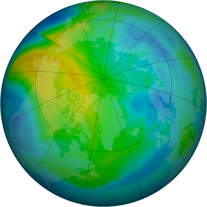 Arctic ozone map for 02 November 2010